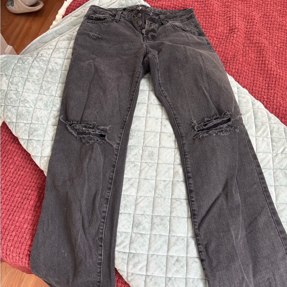 Wild Fable Black Distressed Straight Leg Jeans